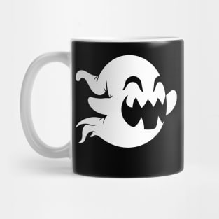 Funny Ghost Chasing Pumpkin - Retro Video Game Mug